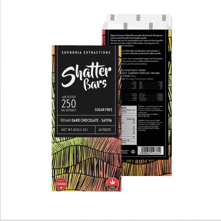 Euphoria Extracts Vegan Dark Chocolate Sativa 250mg Shatter Bar