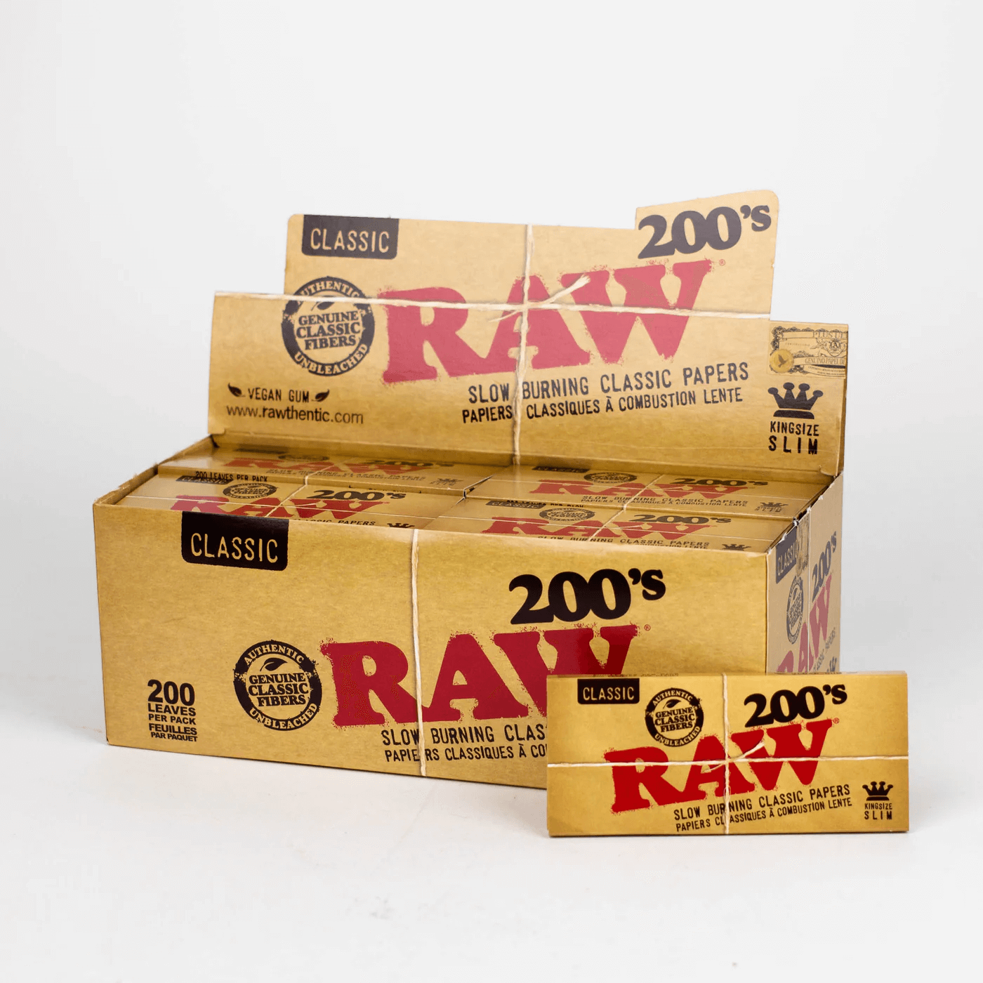 RAW 200's. Natural Unrefined King Slim paper