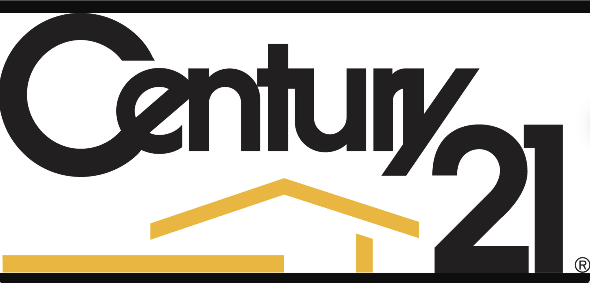 Century 21 real estate logo with black and yellow design elements.