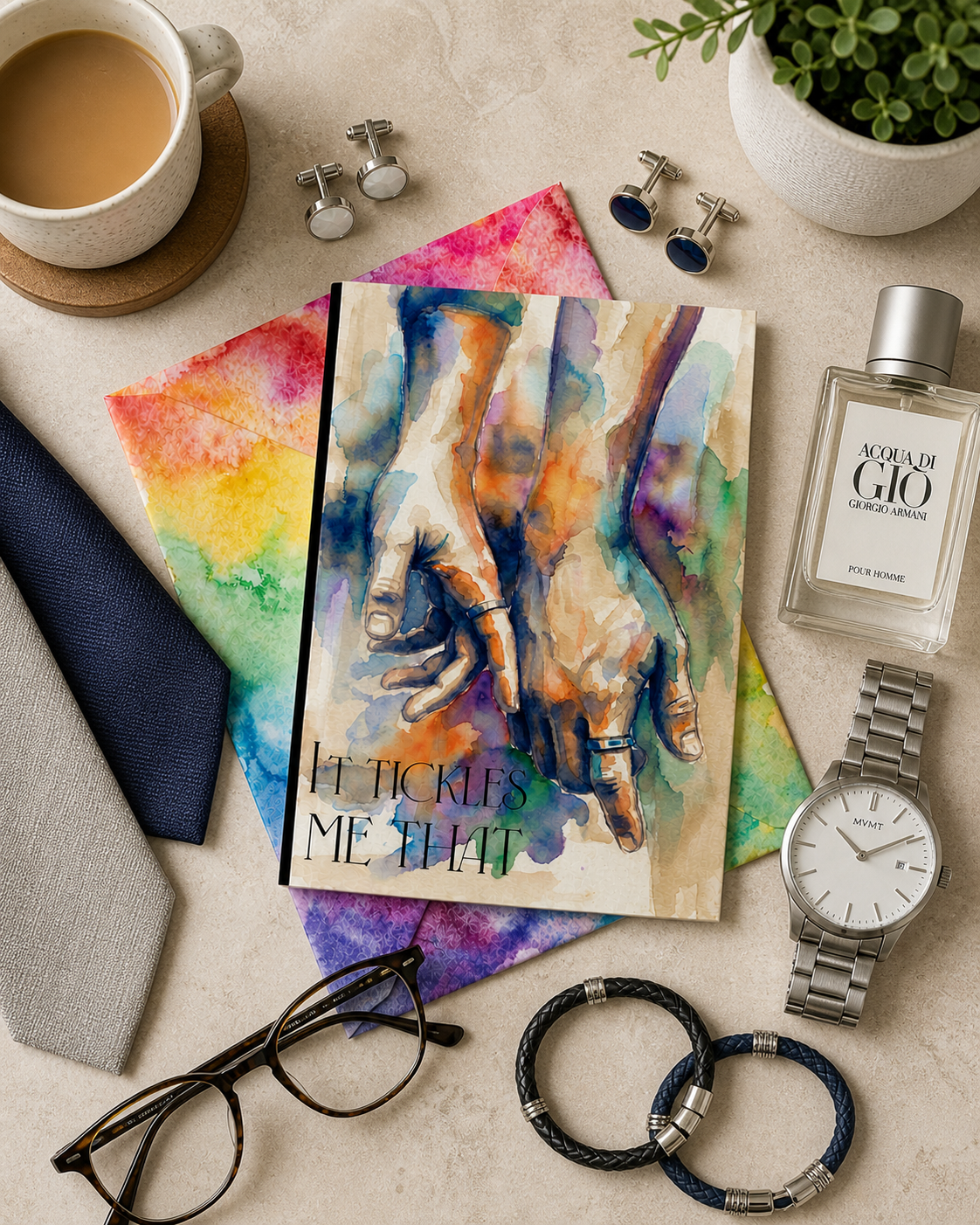 Greeting Card — "It Tickles Me That" Watercolor Hands Love Card
