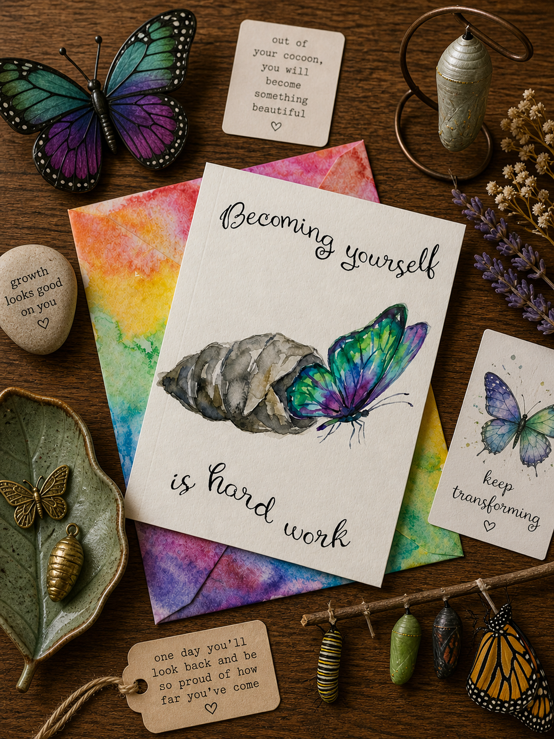 Greeting Card — "Becoming Yourself" Butterfly Design Inspirational/Support/Tranniversary Card
