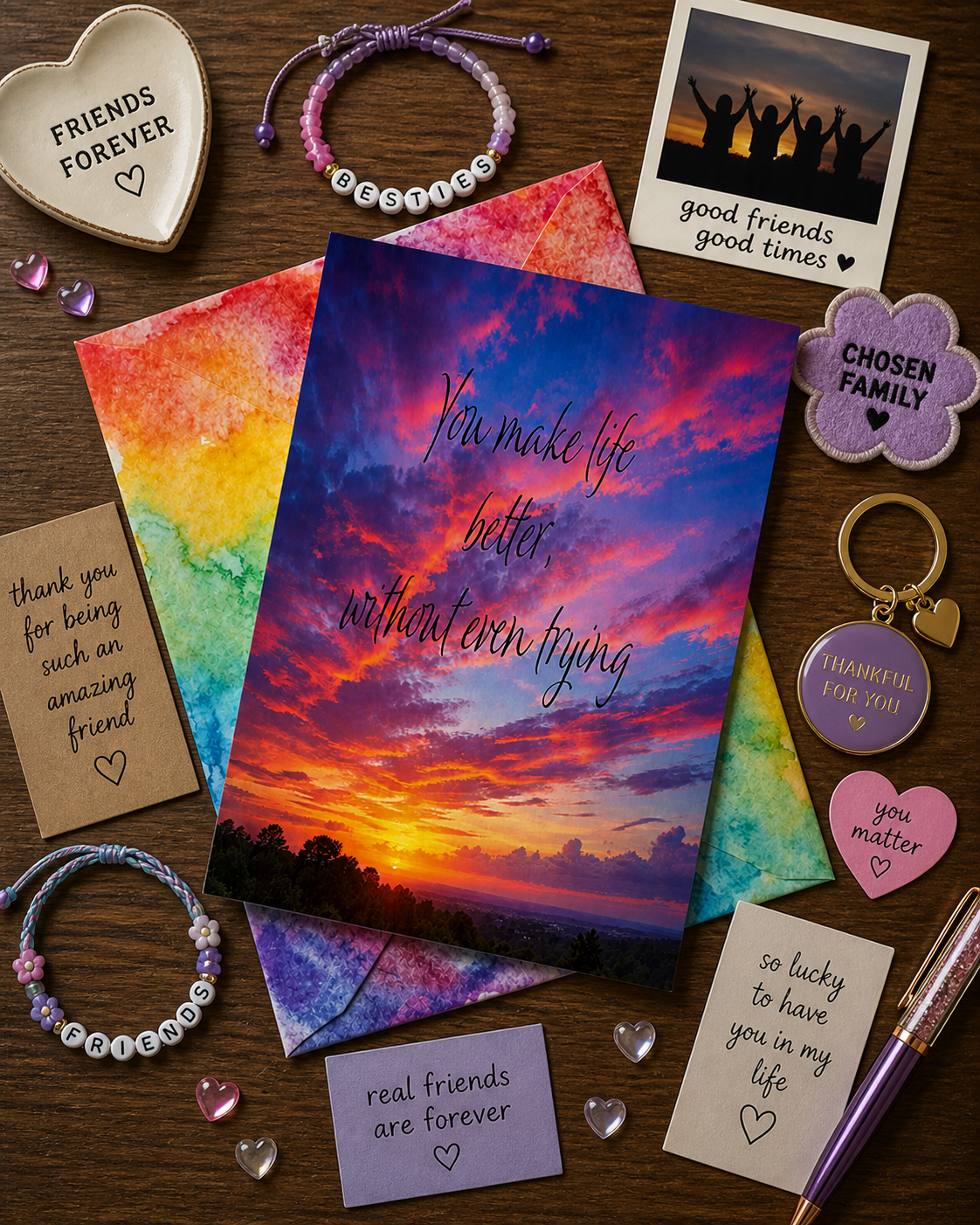 Greeting Card — "Without Even Trying" Sunset Friendship Card