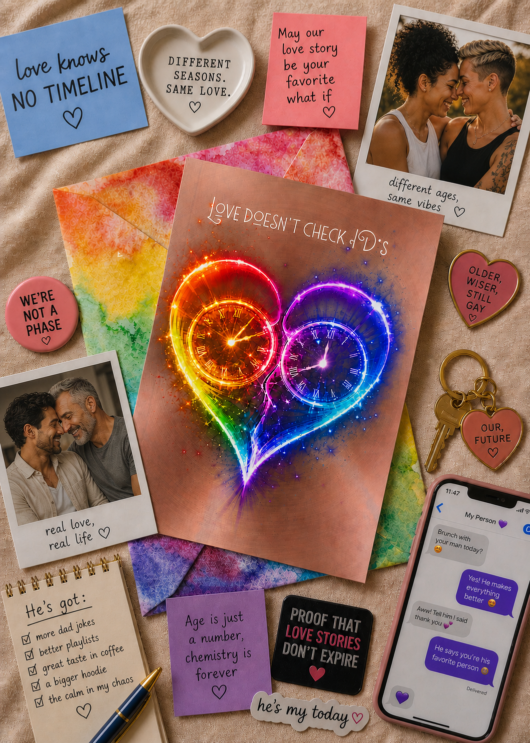 Greeting Card — "Timeless Love" Rainbow Heart LGBTQ+ Card
