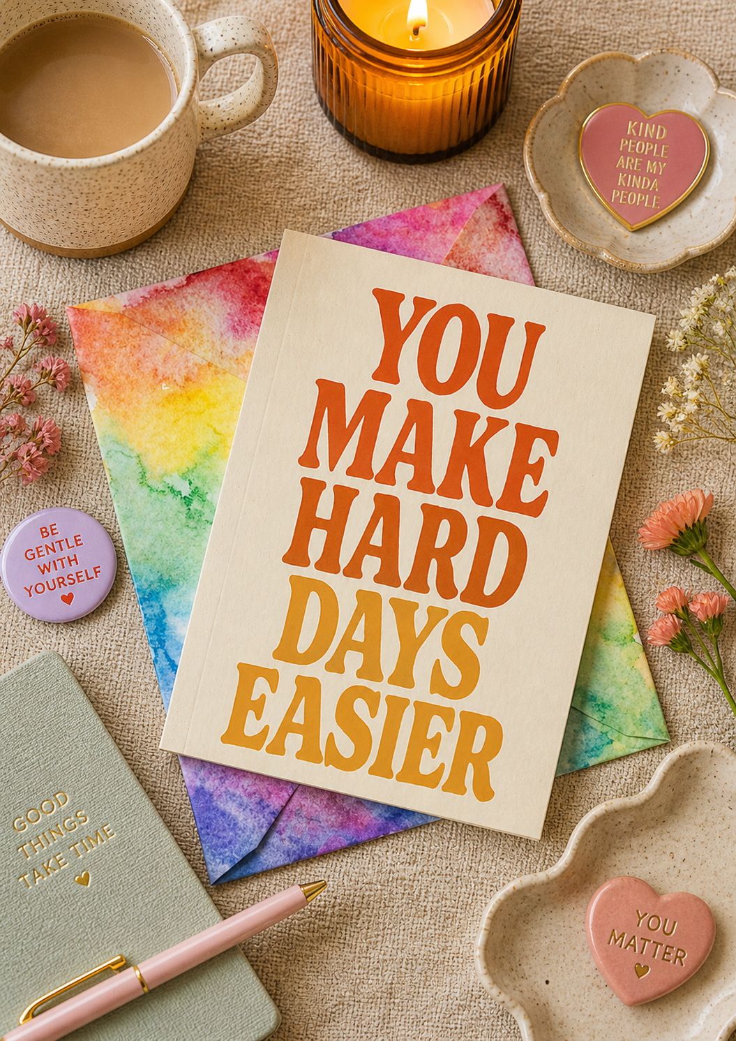 Greeting Card — "You Make Hard Days Easier" Retro Friendship Card