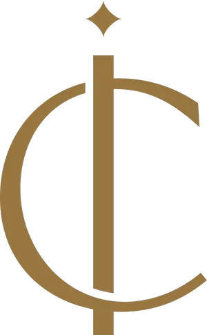 A stylized logo with a large gold letter 'C' overlapping a vertical gold line, with a small gold star above the line.