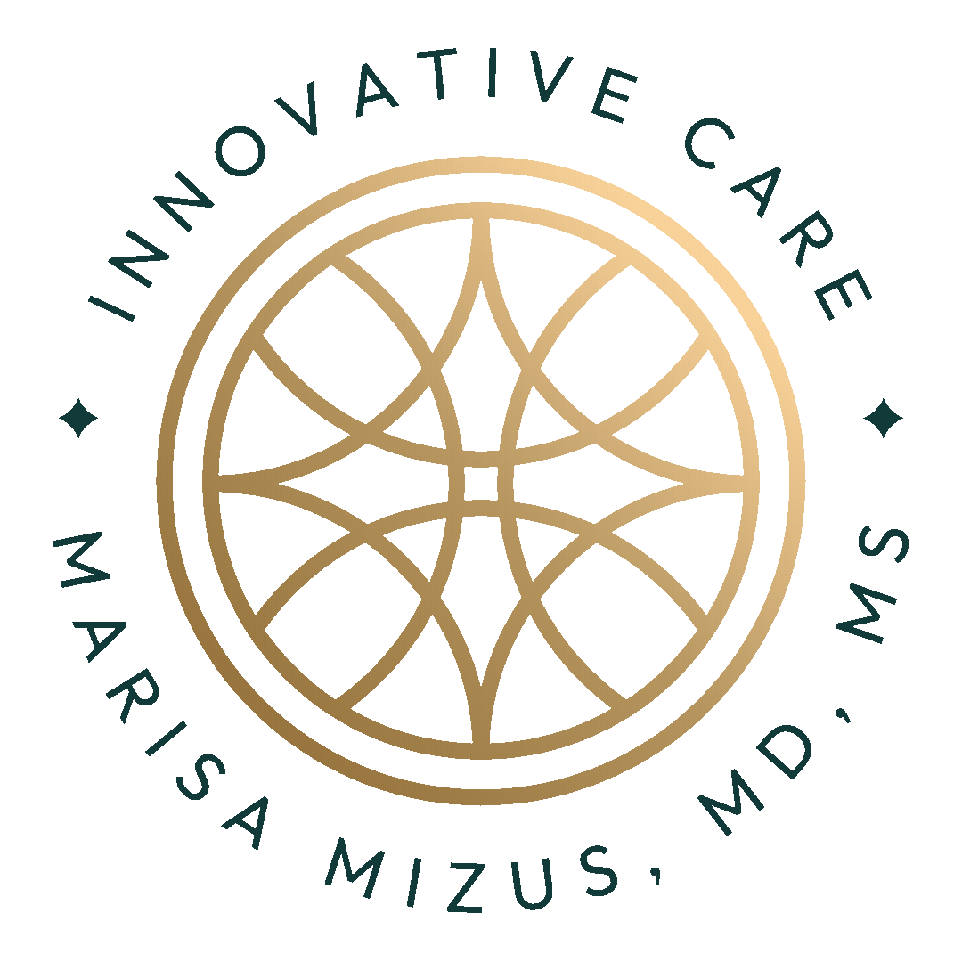 Gold geometric circular pattern on a dark green background.