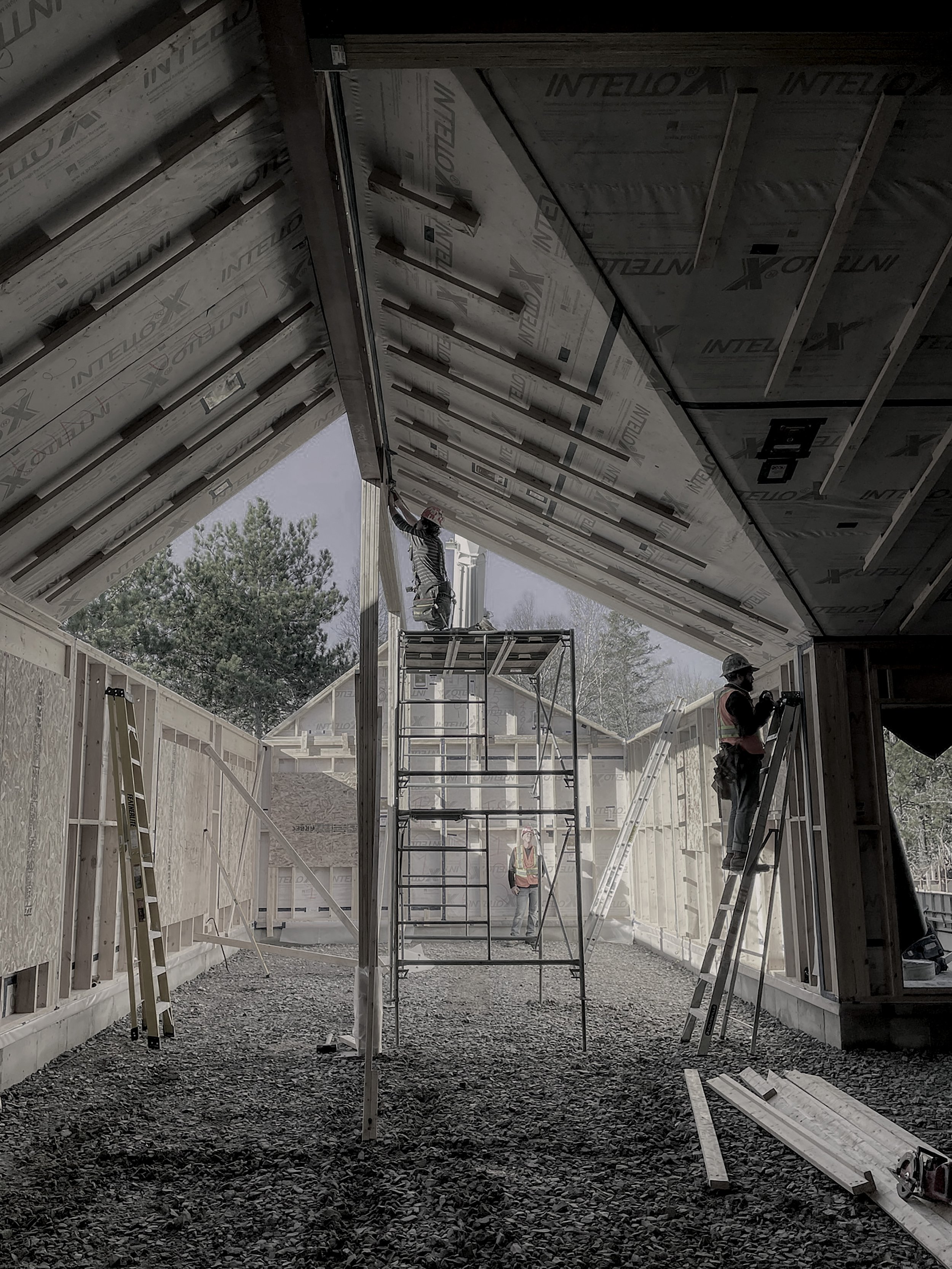 Construction of prefab or prefabricated certified Passive House build by polibuild in Sudbury Ontario.