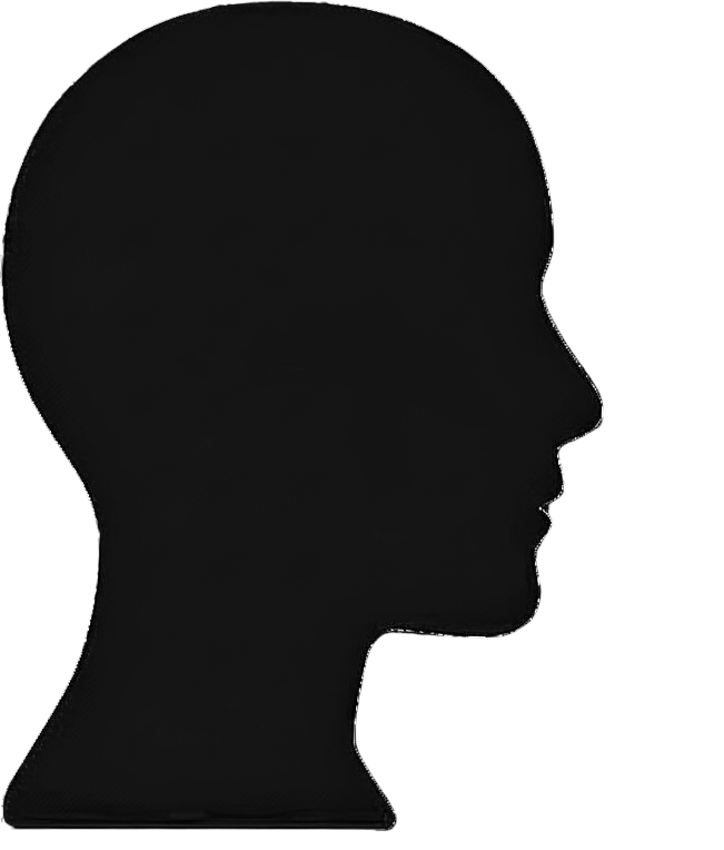 Black silhouette profile of a human head facing right