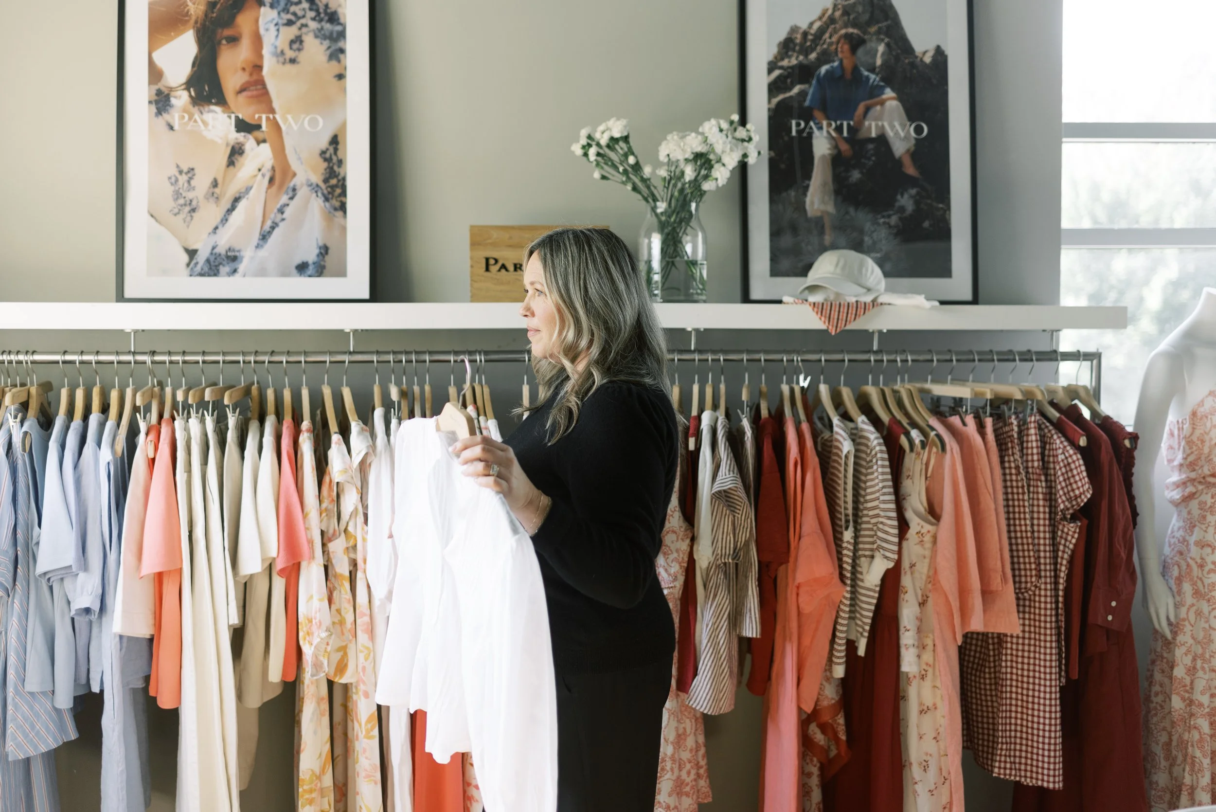 Susan Cooper showing Part Two in her Vancouver, BC fashion wholesale showroom