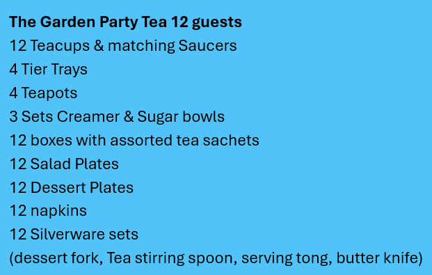The Garden Party Tea 12 guests