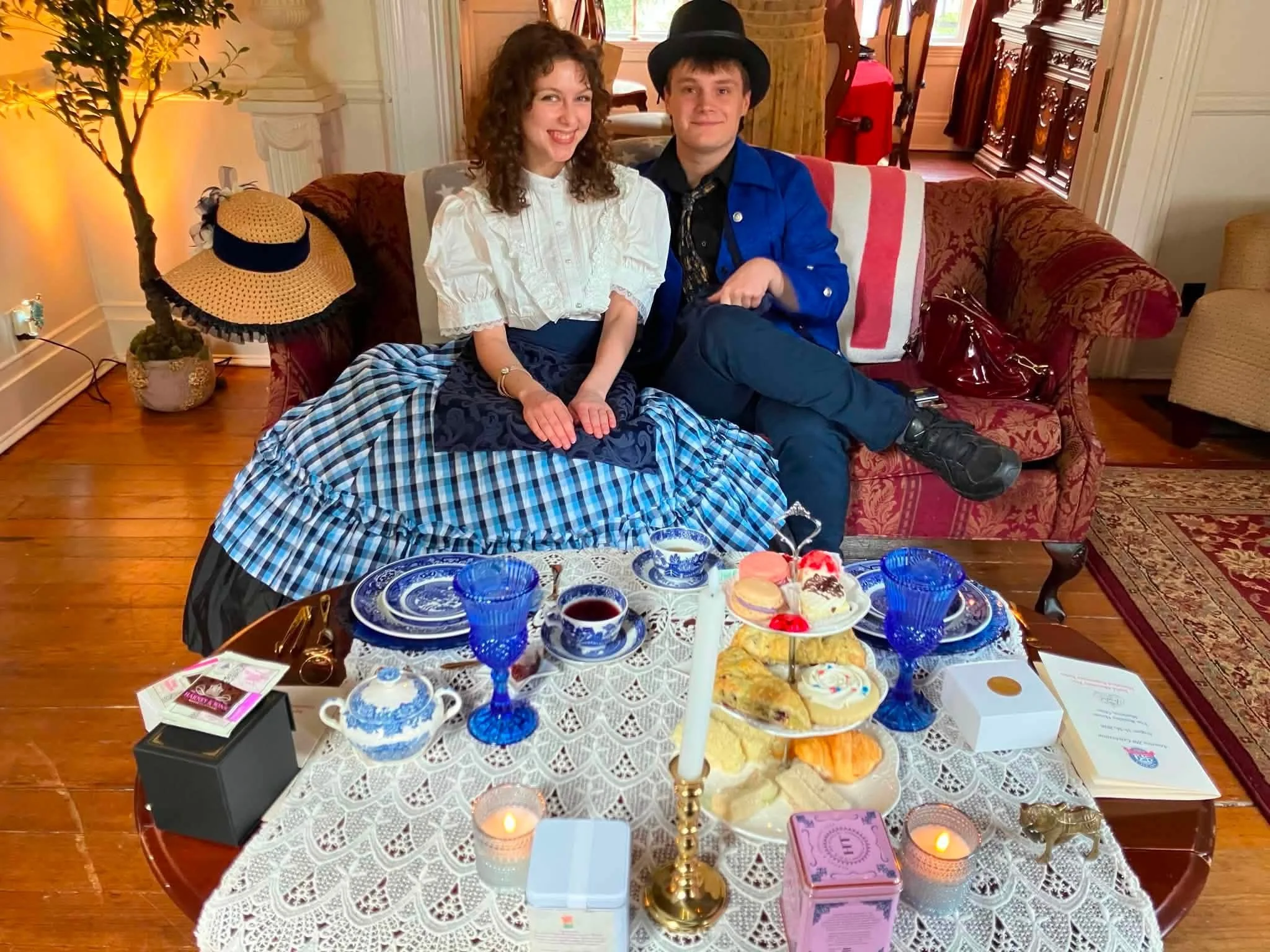 Joyful Afternoon Tea Historical Experiences we welcome guests to dress up if they'd like. Hosts are dressed up and always bring an abundance of costumes and accessories.