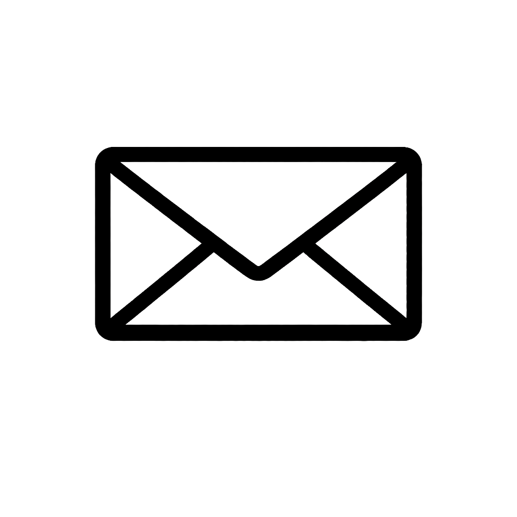 Outline of an envelope icon on a black background