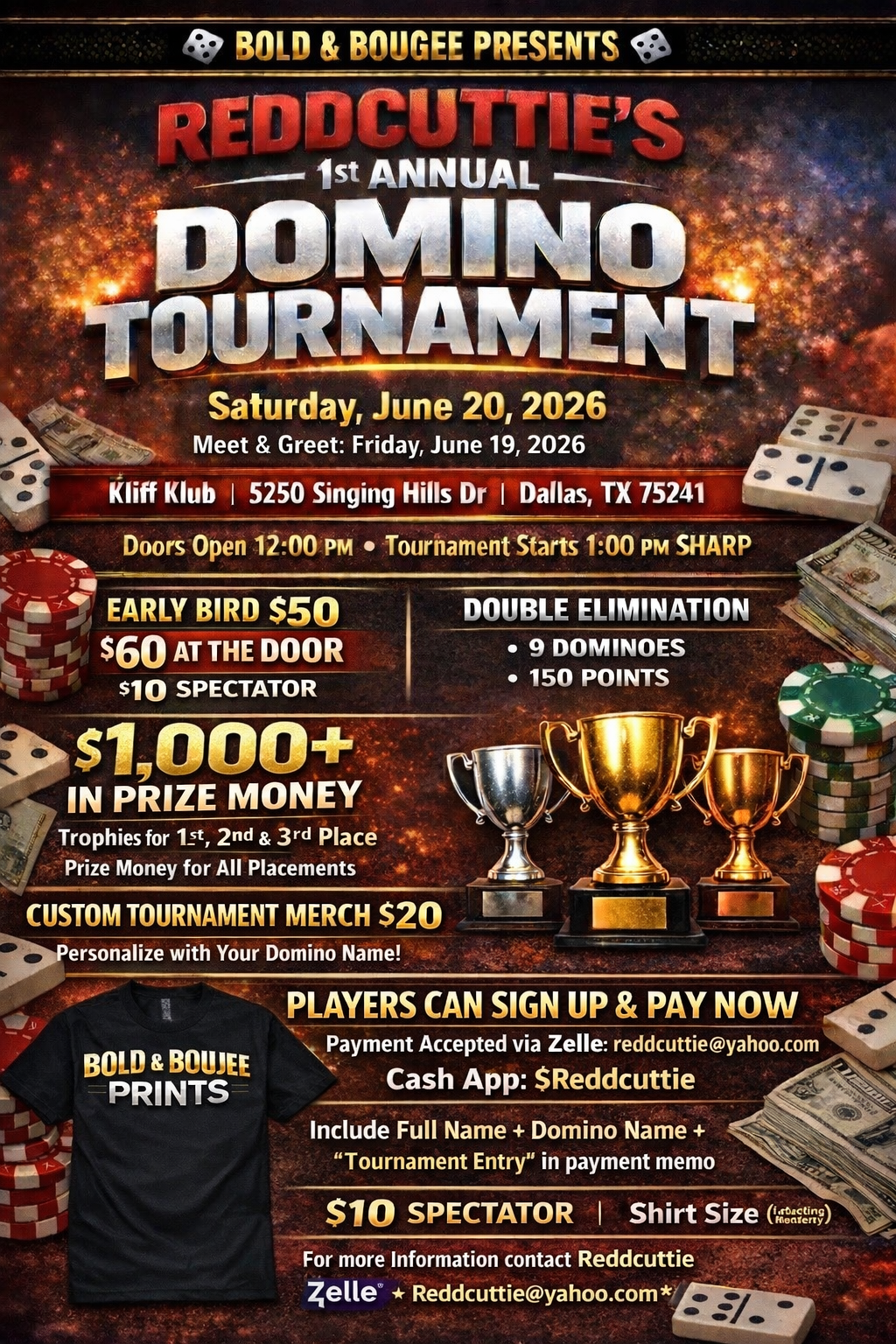 Early Bird Ticket – Reddcuttie’s First Annual Domino Tournament 🎲