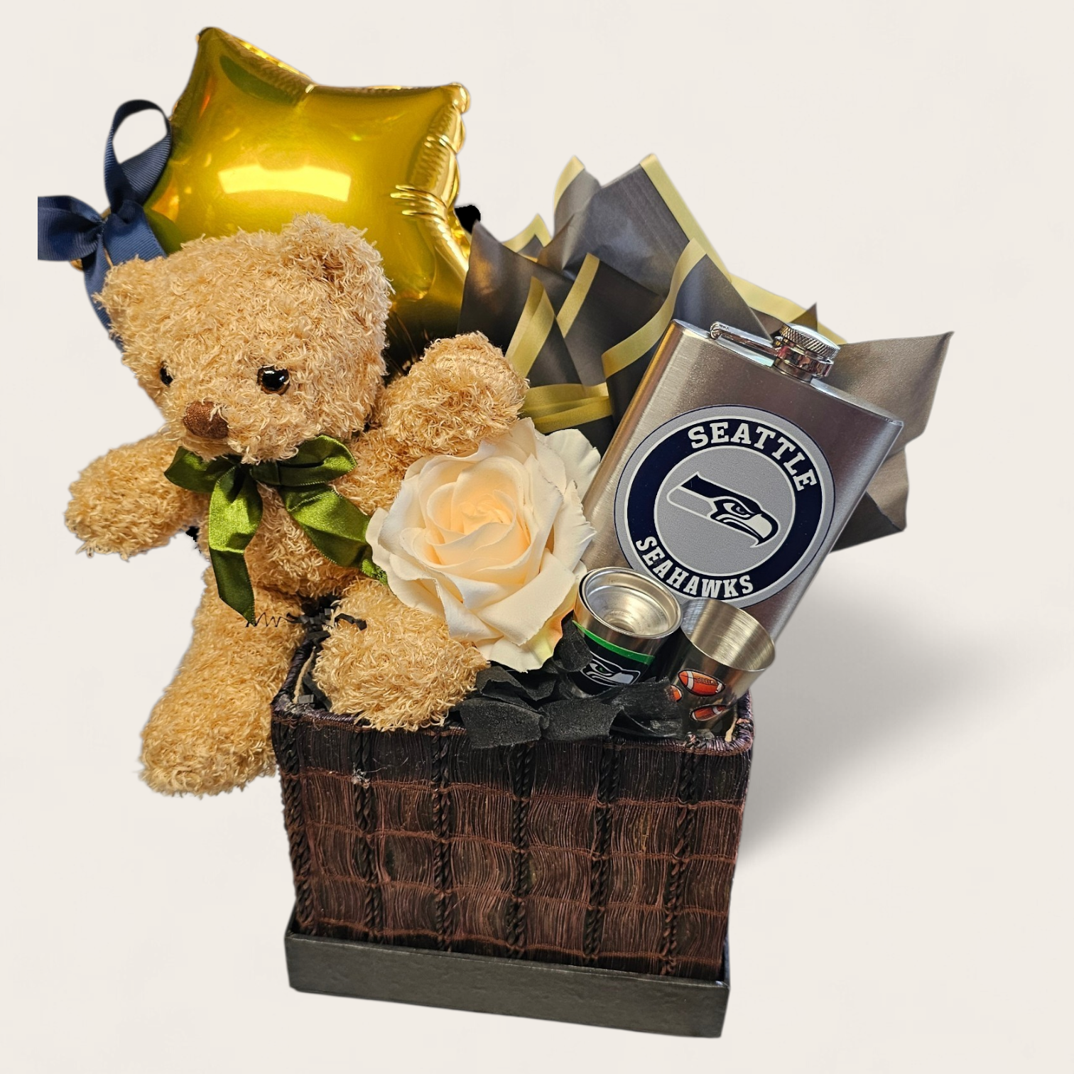 Caja de Regalo Seattle Seahawks con Licorera y Peluche