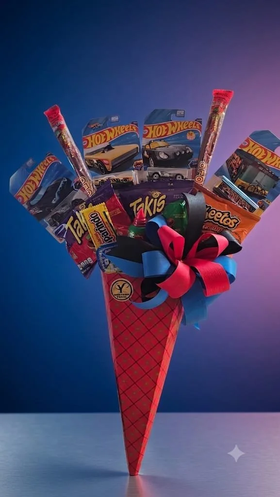 Bouquet de Autos Hot Wheels y Dulces