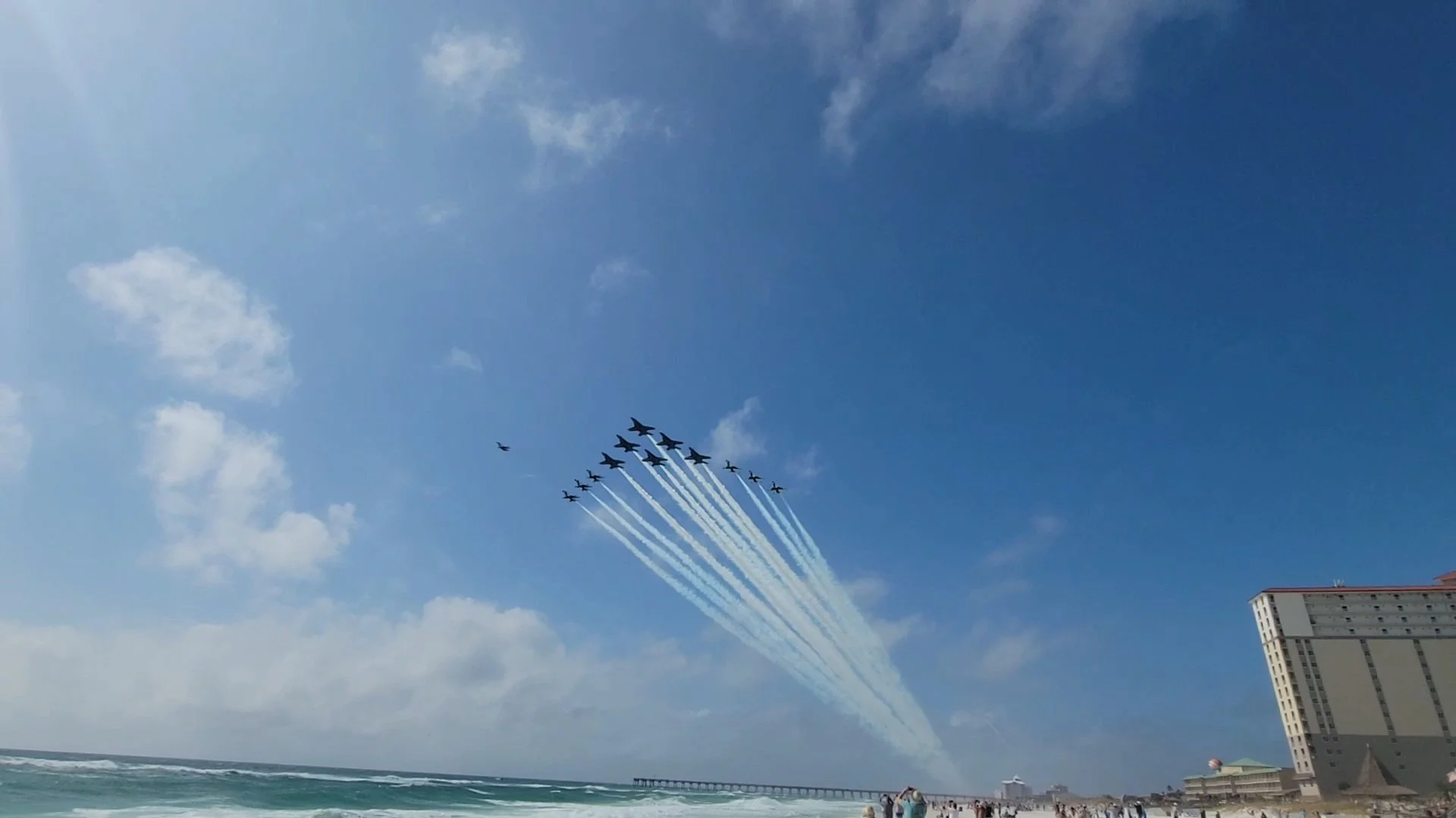 Blue Angels - Thunder Birds Super Delta Beach Fly over 2024 - Pensacola Beach, FL