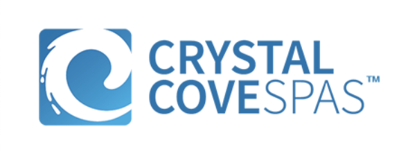 Crystal Cove Spa logo in blue and white.