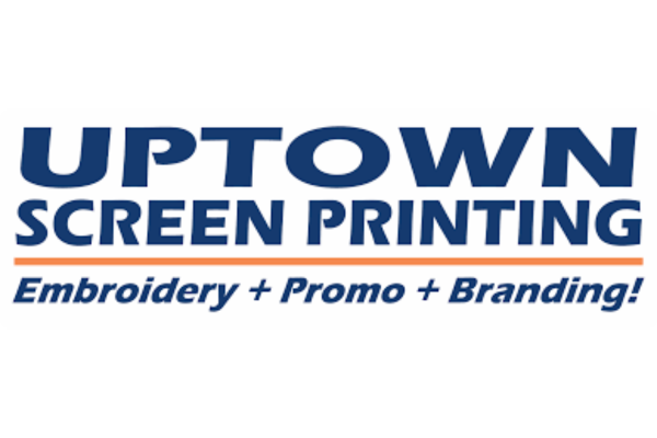 Uptown Screen Printing logo with text: Embroidery, Promo, Branding.