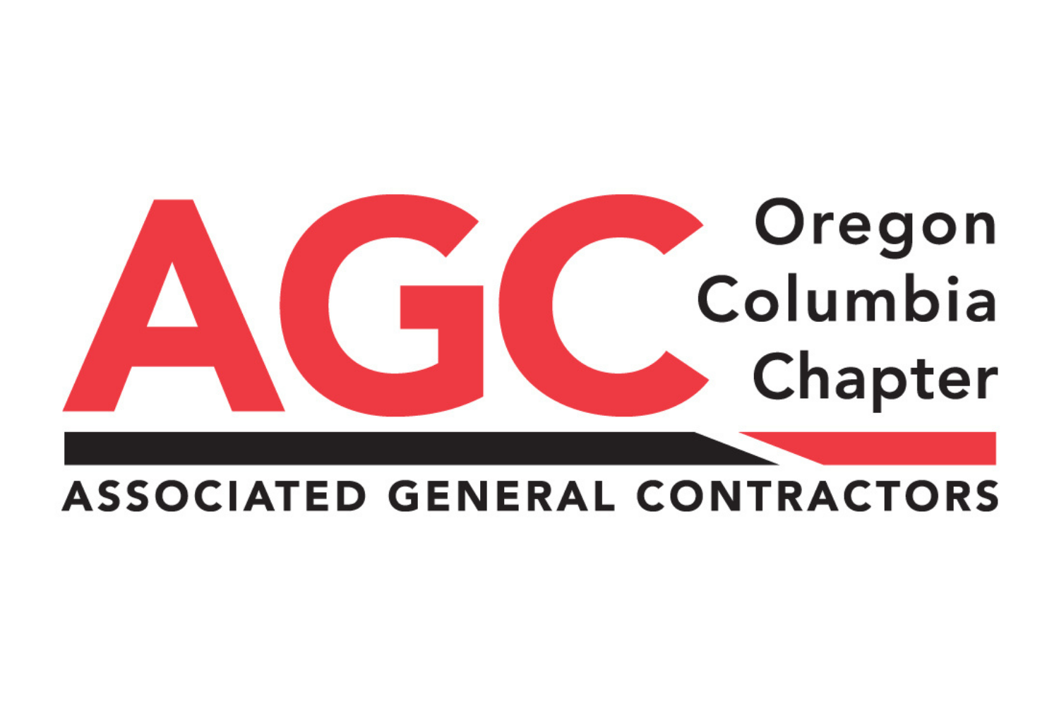 Logo of the Oregon Columbia Chapter of Associated General Contractors, featuring large red letters 'AGC' and black and red text.