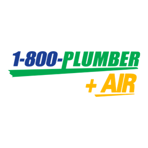 Logo of a plumbing company with the phone number 1-800-PLUMBER and the words '+ AIR' in orange, on a white background.