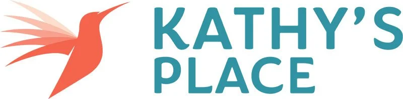 Logo for Kathy's Place featuring an orange hummingbird with pink and orange accents on its wings.