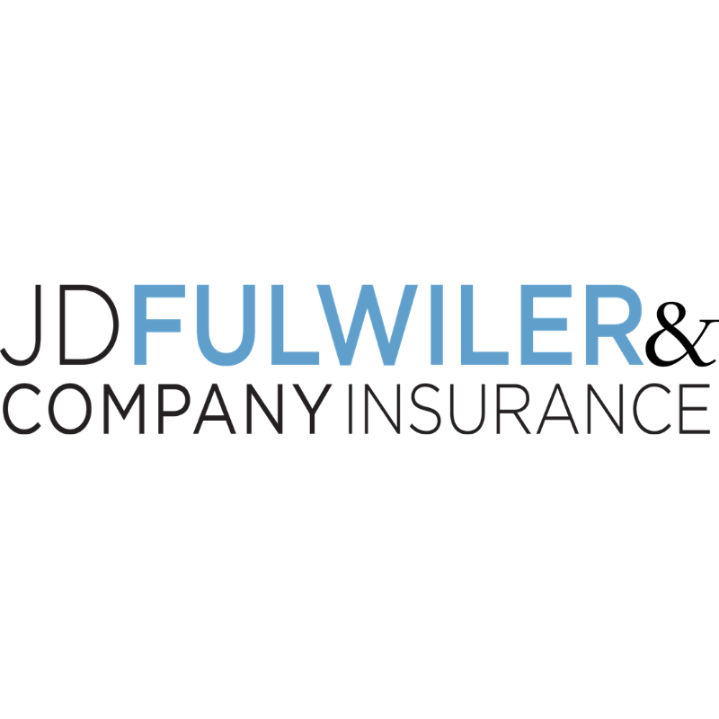 Logo for JD Fulwiler & Company Insurance with black and blue text on a white background.