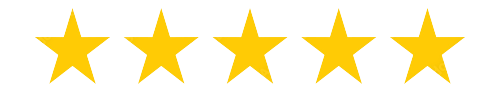 Five gold stars in a row representing a five-star rating.