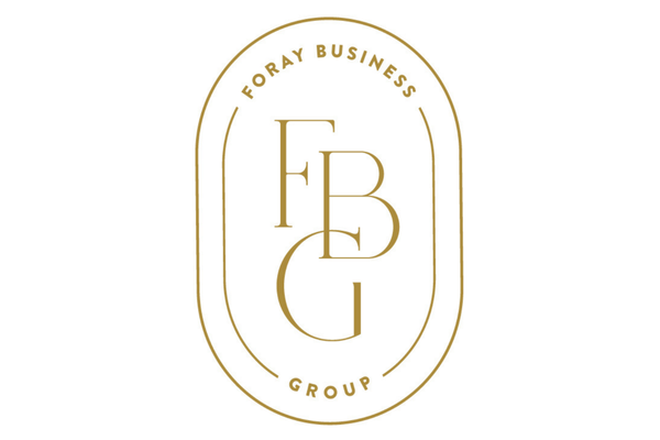 Logo for Foray Business Group with gold text and oval border.