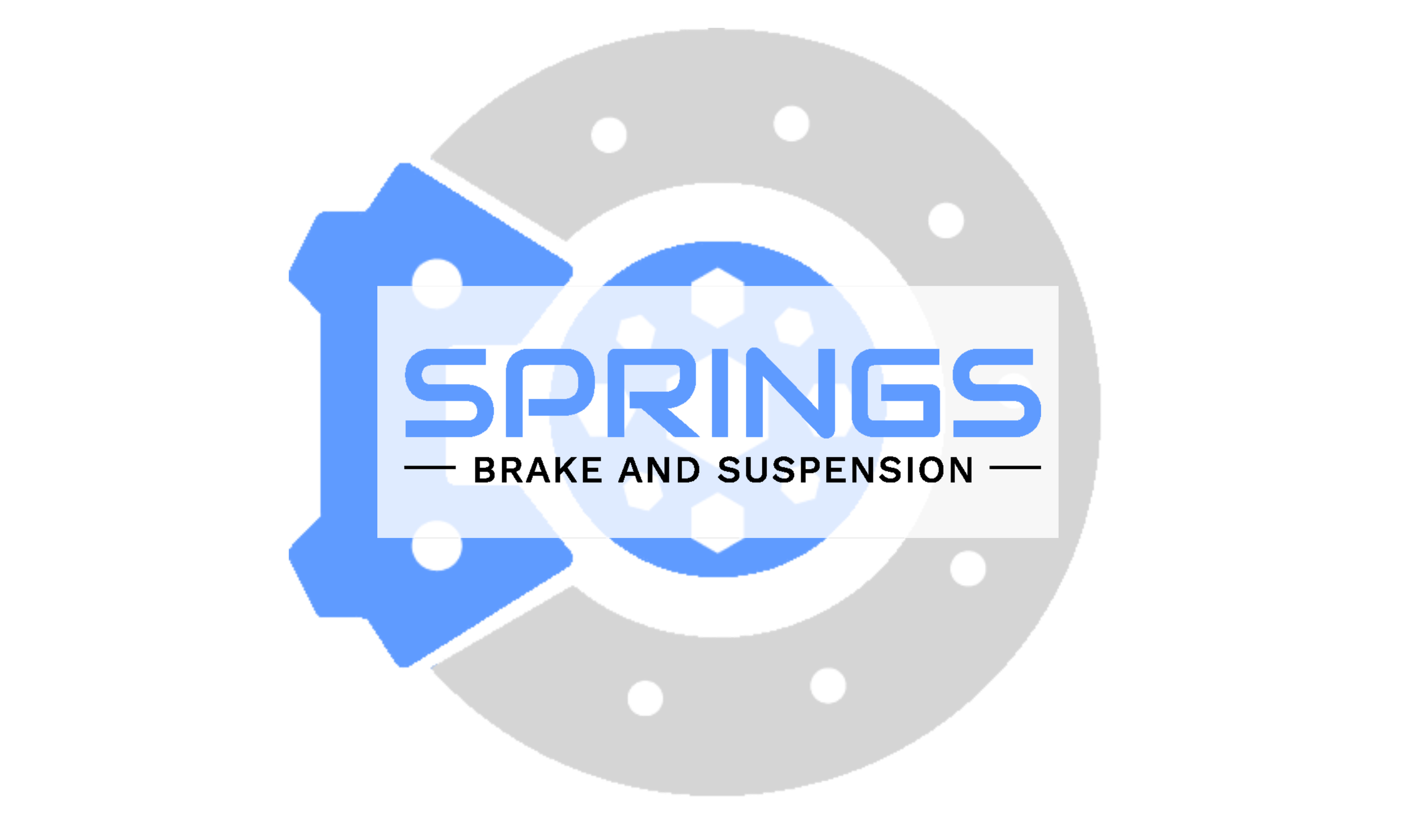 Brake rotor with blue spring and suspension components, branded with Sprungs logo.