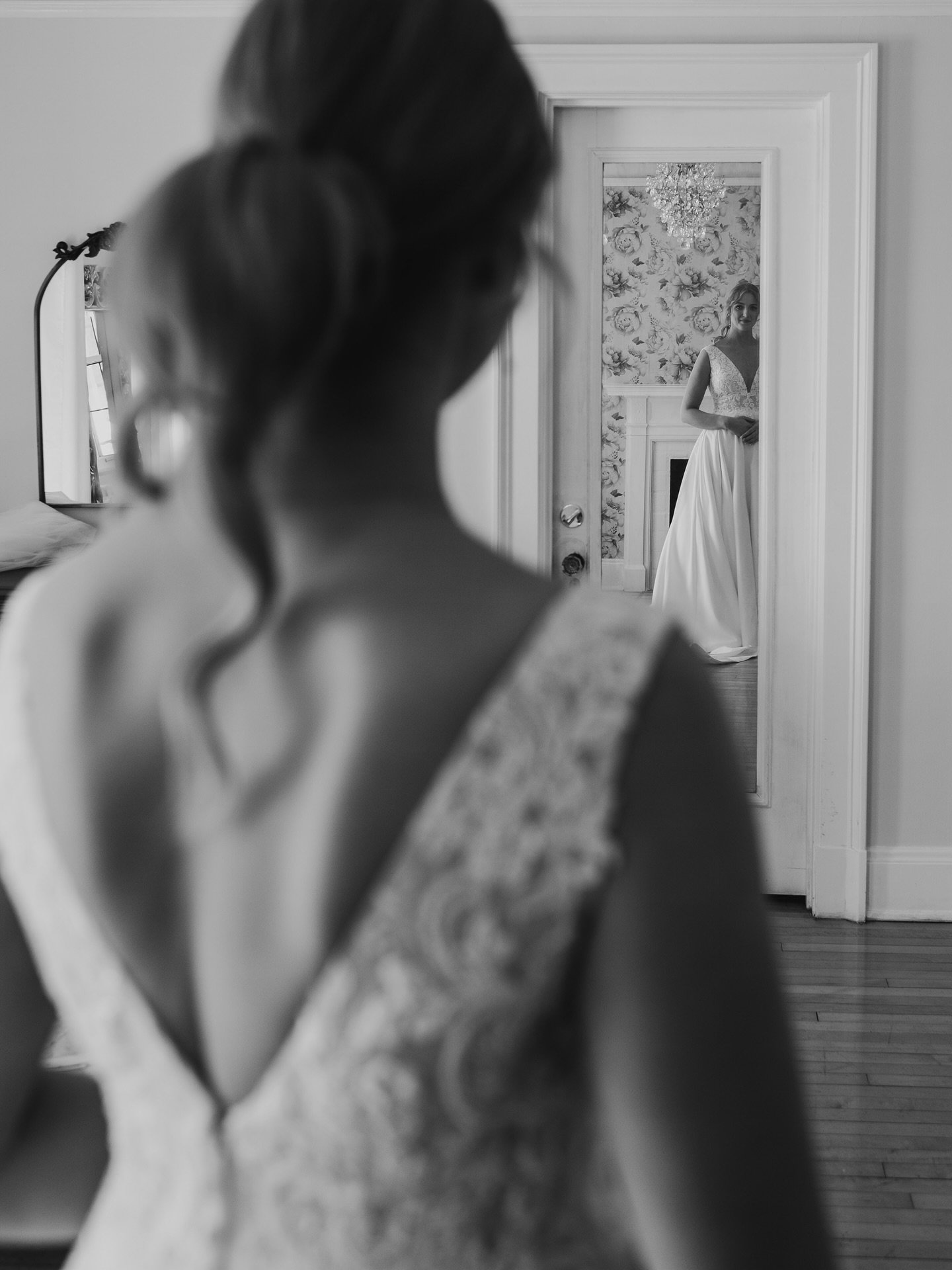 My last one from this day. Clara, waiting in her wedding dress for mom to walk through the door and see her for the first time. A special, quiet moment that I was honored to stand in the background for.