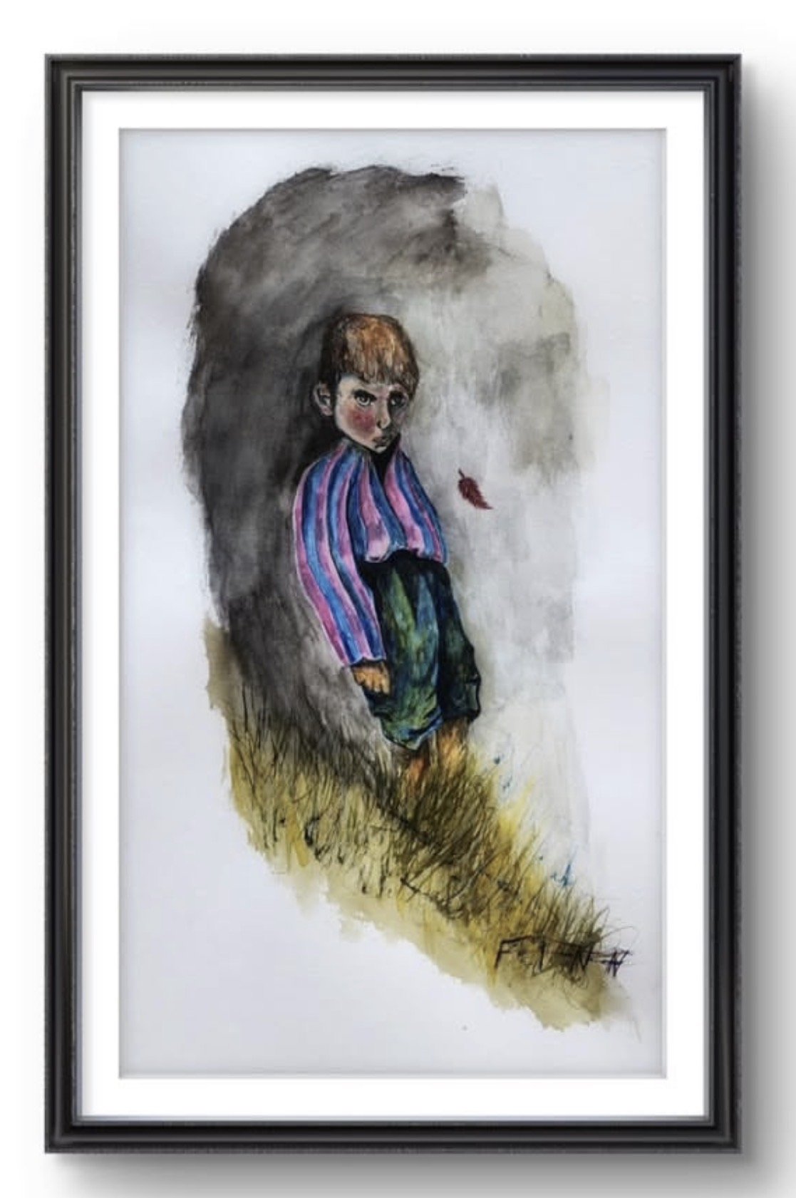 Boy Who Waits (Original Watercolor Painting)