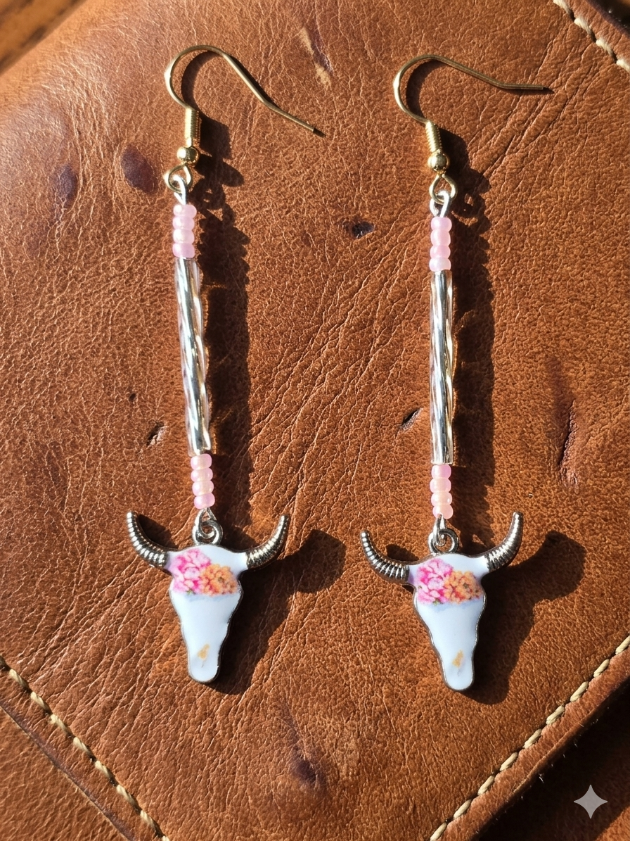 Bull Skull and Flowers