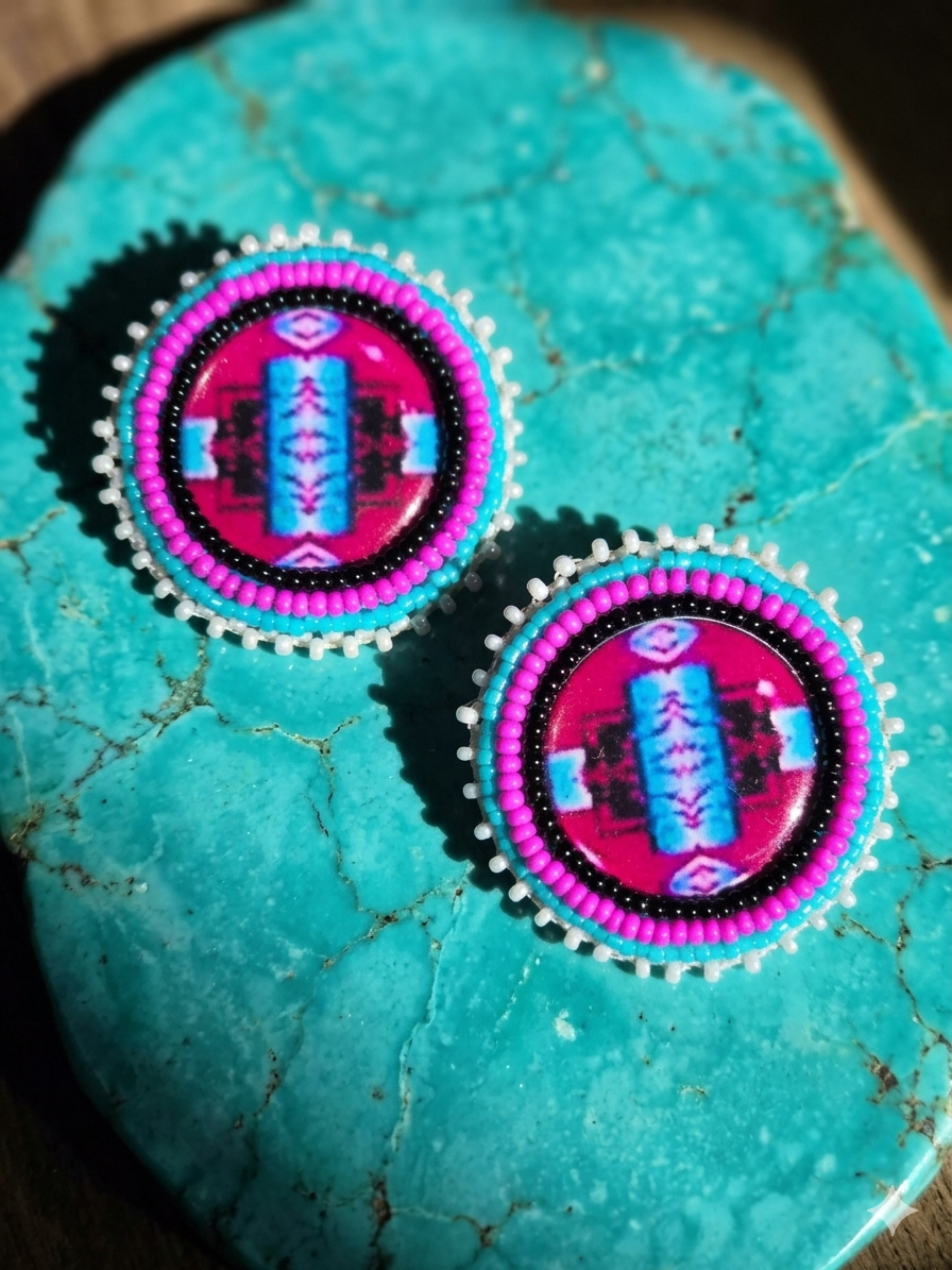 Dark Southwest Round Earrings