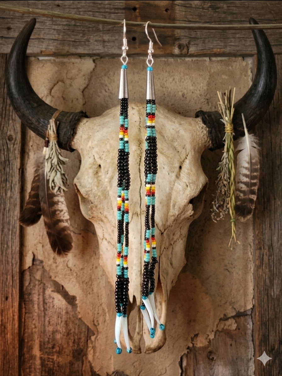 Long black Fringe Earrings