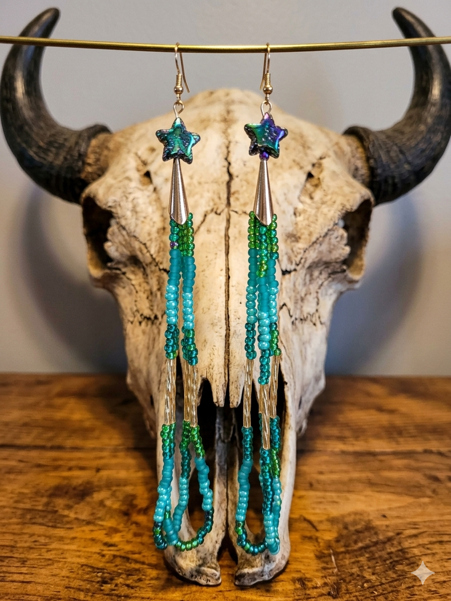 Green Fringe Earring