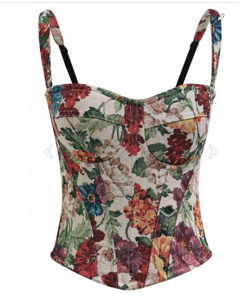 Flower Pattern Canvas Bustier