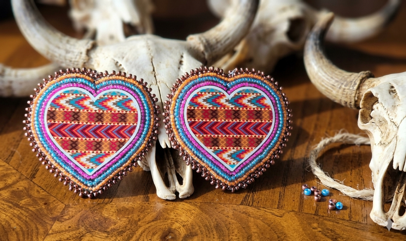 Large Heart Shaped Cabochon Earrings