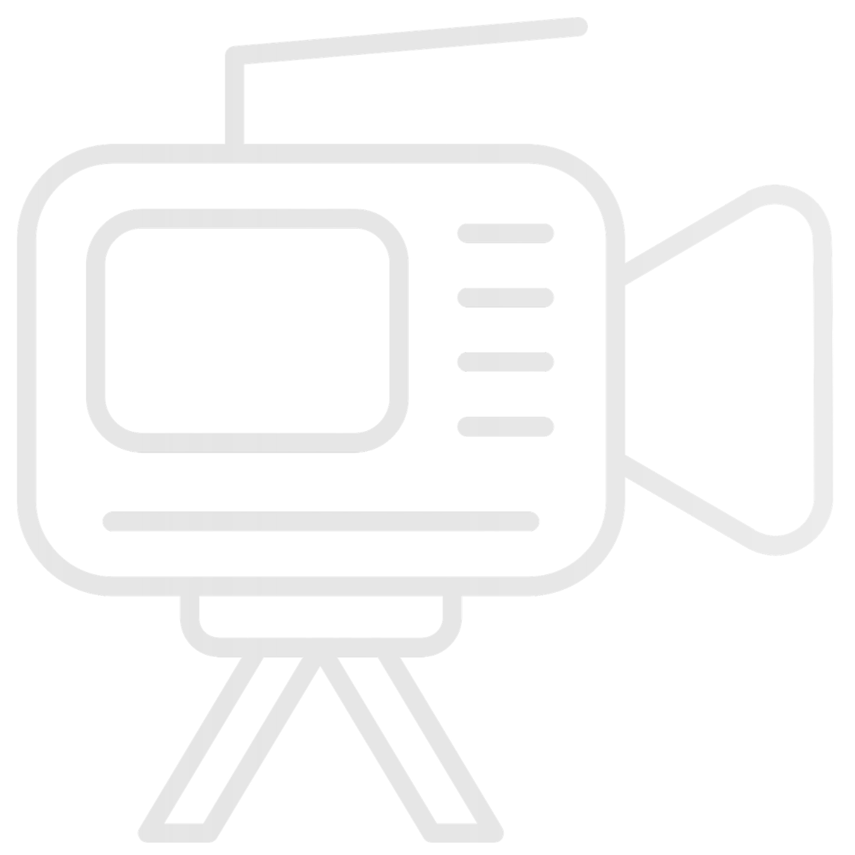 Outline icon of a vintage film projector with two lenses and a film spool