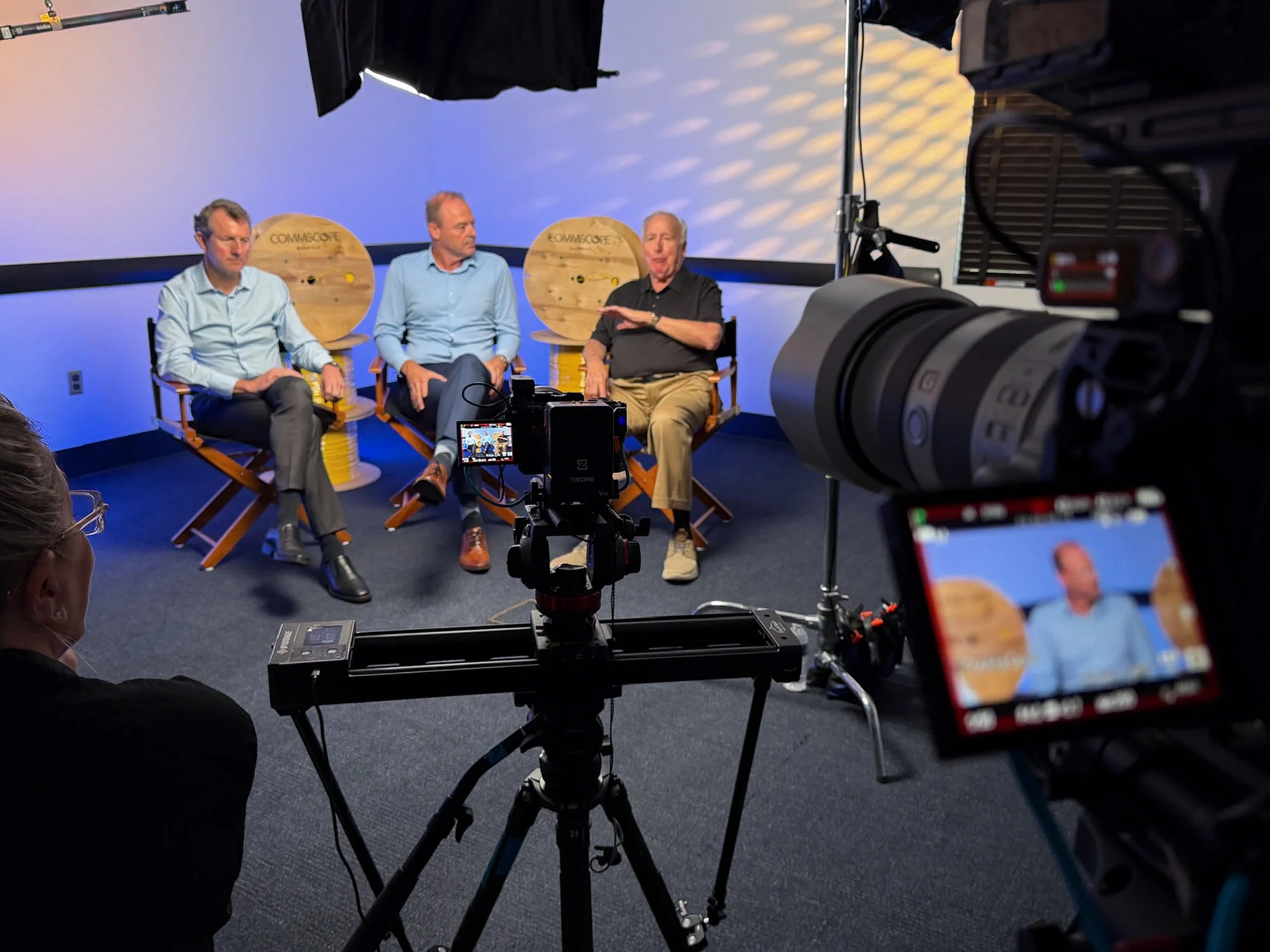 Multi-camera corporate interview production for CommScope’s 50th anniversary celebration in Catawba, North Carolina.