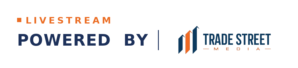 Livestream logo with text 'Powered by Trade Street Media' and a graphic of upward pointing arrows.