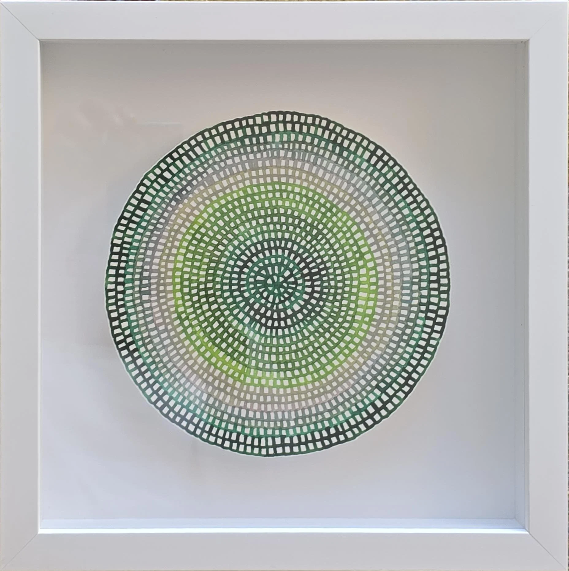 Mini Crochet Web Mandala No. 14 — Forest Green, Lime & Sage