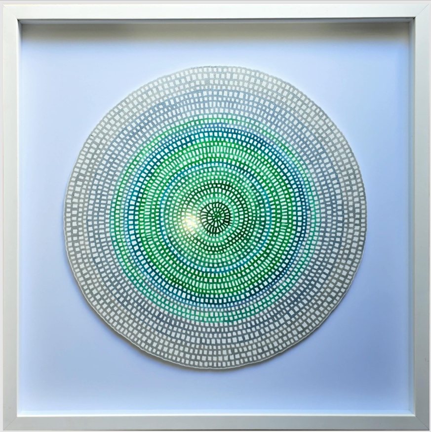 Original Crochet Web Mandala — Emerald Green, Teal & Cool Grey