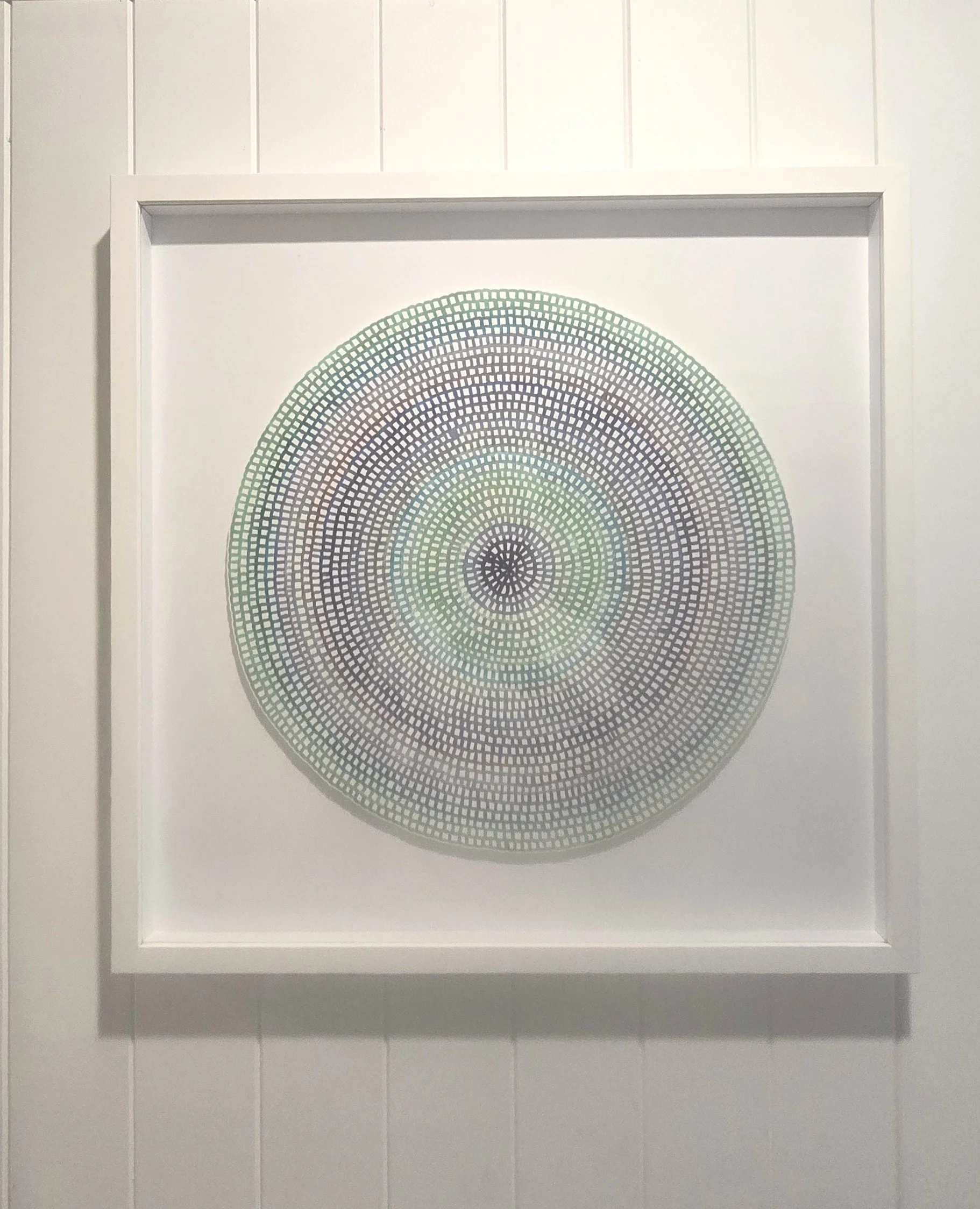 Original Crochet Web Mandala — Seafoam, Pale Aqua & Charcoal Grey