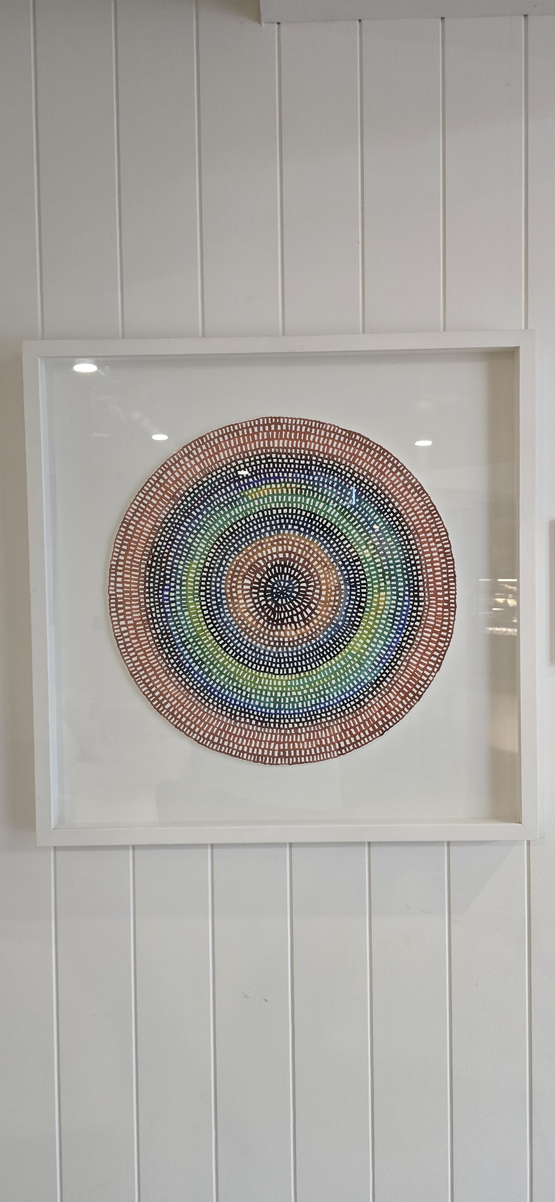 Original Crochet Web Mandala — Terracotta, Navy & Green