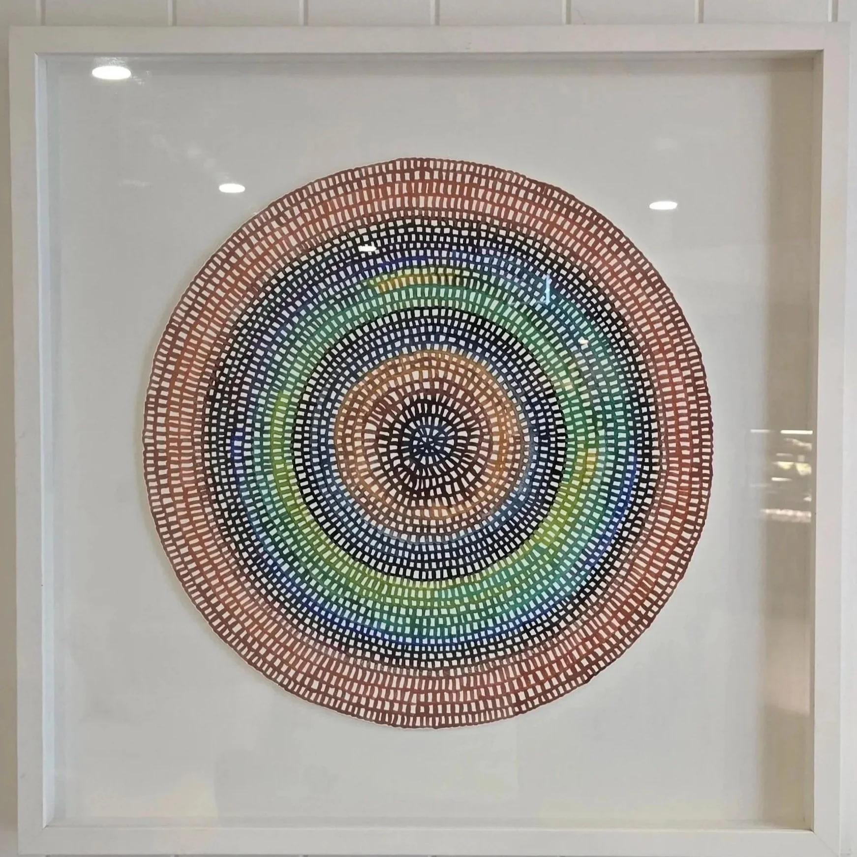 Original Crochet Web Mandala — Terracotta, Navy & Green