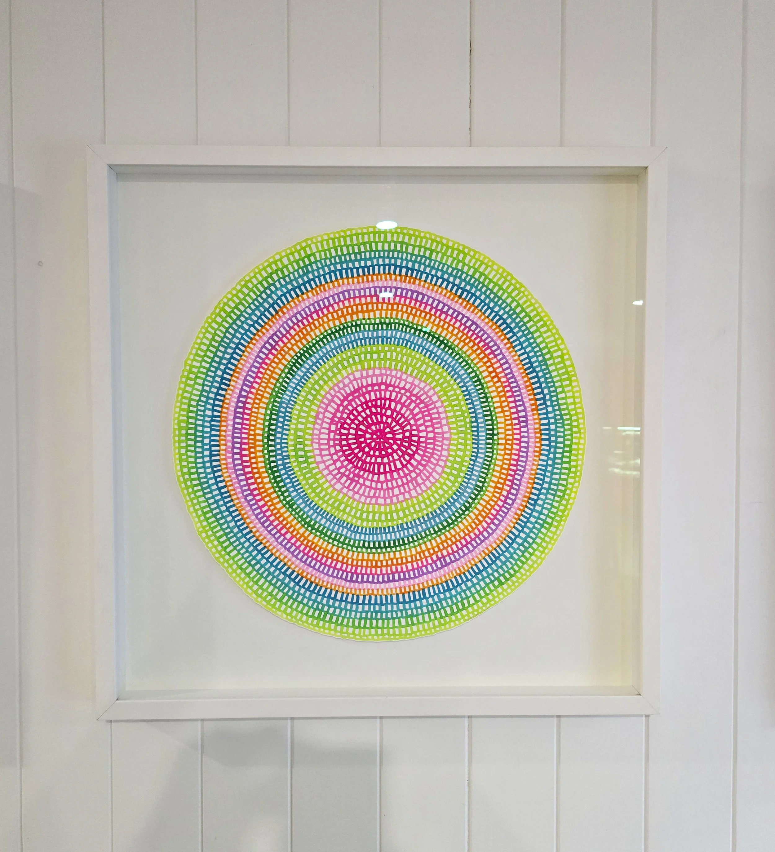 Original Crochet Web Mandala — Lime, Teal, Orange & Magenta