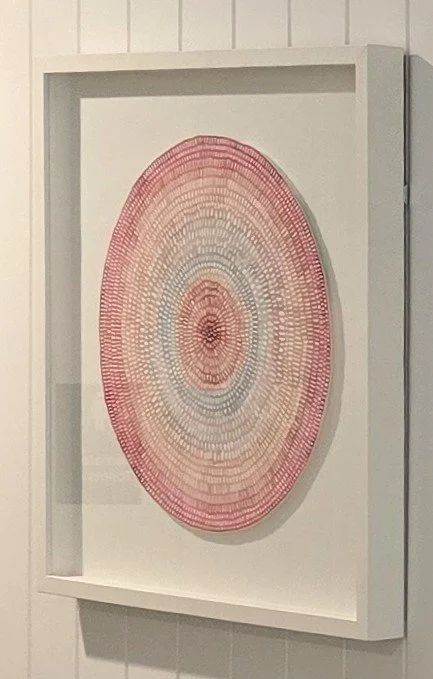 Original Crochet Web Mandala — Dusty Rose, Blush & Slate Blue