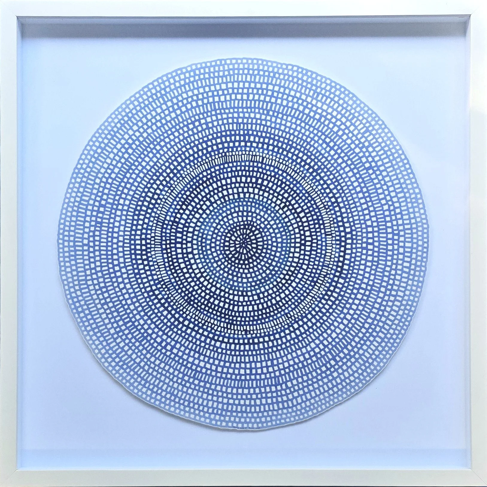Original Crochet Web Mandala — Pale Blue, Navy & Grey