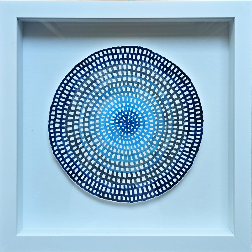 Original Mini Crochet Web Mandala — Navy, Slate Blue & Cobalt