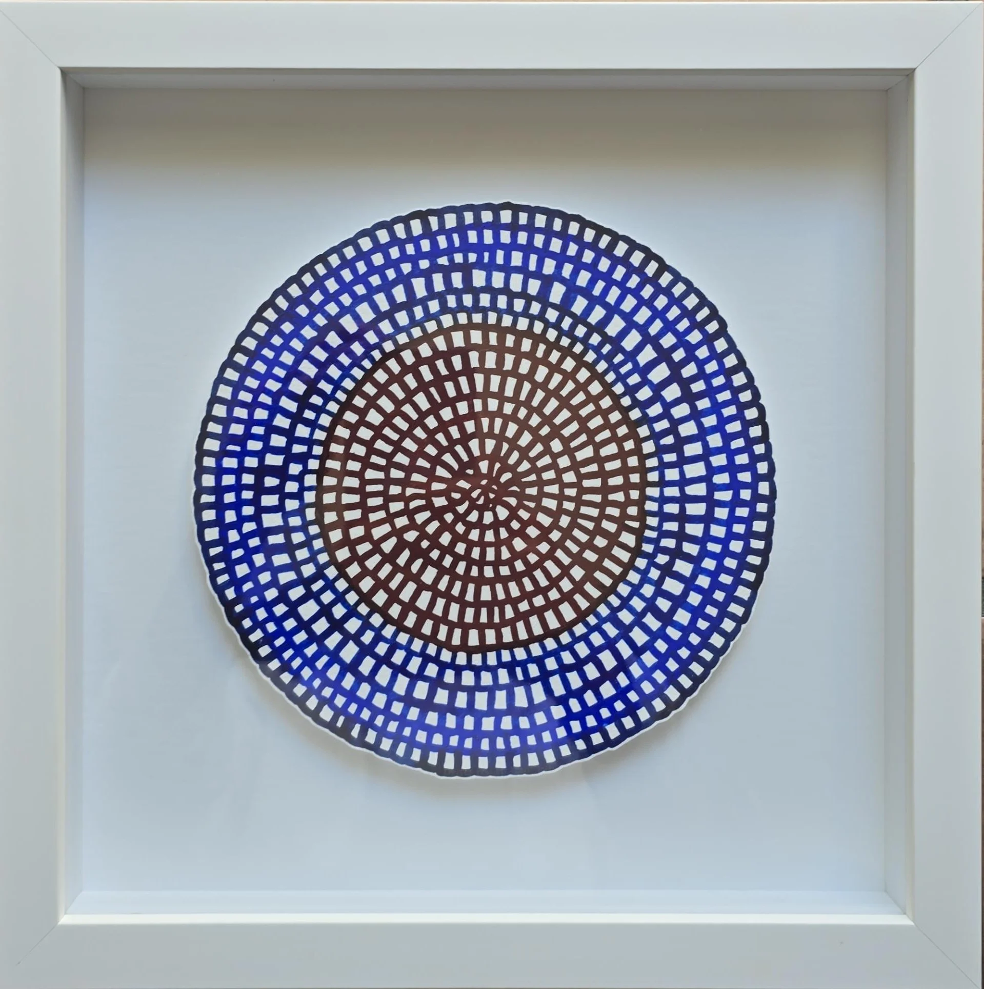 Original Mini Crochet Web Mandala — Cobalt, Navy & Chestnut